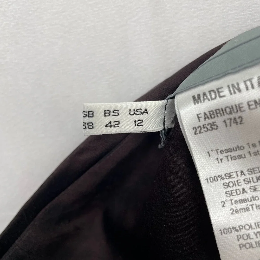GENNY Maxi Skirt Womens Size 12 Vintage Silk‎ Chocolate By Versace Made in Italy - Picture 7 of 8